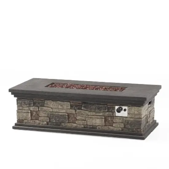 Rectangular Outdoor Fire Pit with 50,000 BTU and Faux Stone Concrete Finish image {9}