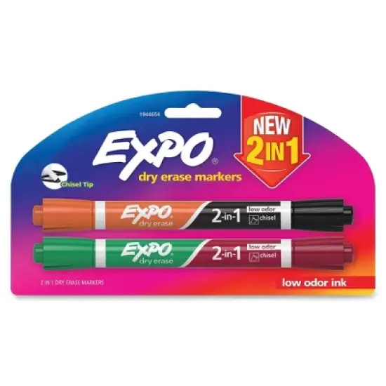 Expo Dual 2-In-1 Dry Erase Markers Chisel Tip 2/PK Ast 1944654 image {3}