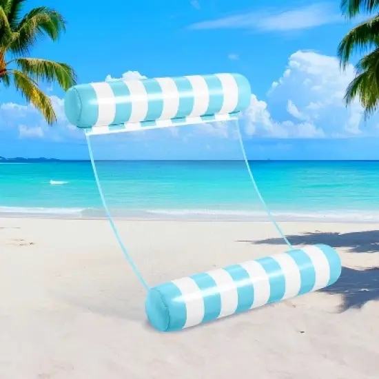 Joyfy Hammock Pool Floats Adult, 2 Packs 4-in-1 Versatile Beach Lake Inflatable Floats Lounger, Poolside Relaxation PVC Water Hammock image {9}