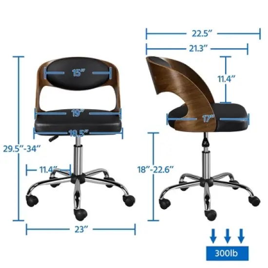 Yaheetech Office Chair Height Adjustable Swivel Desk Chair, Black image {2}