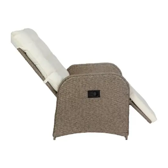 Flash Furniture Nemo Set of 2 Indoor/Outdoor Patio Wicker Rattan Recliner Lounge Chairs with Flip up Side Tables image {11}