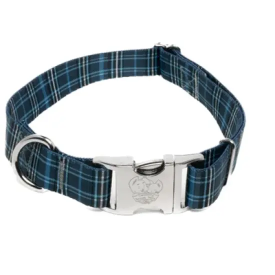 Country Brook Petz Premium Navy Plaid Dog Collar image {4}