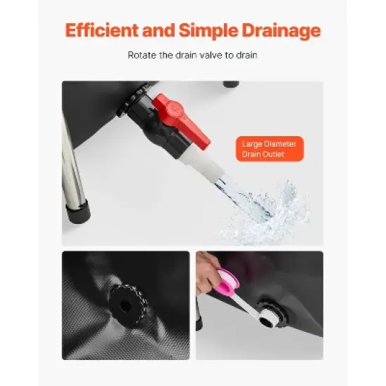 VEVOR Canvas Fish Pond, 126.8 Gal Above Ground Fish Pond,PVC Koi Tank with Clear Viewing Panel, Rectangular Goldfish Tank with Stainless Steel,Black image {5}