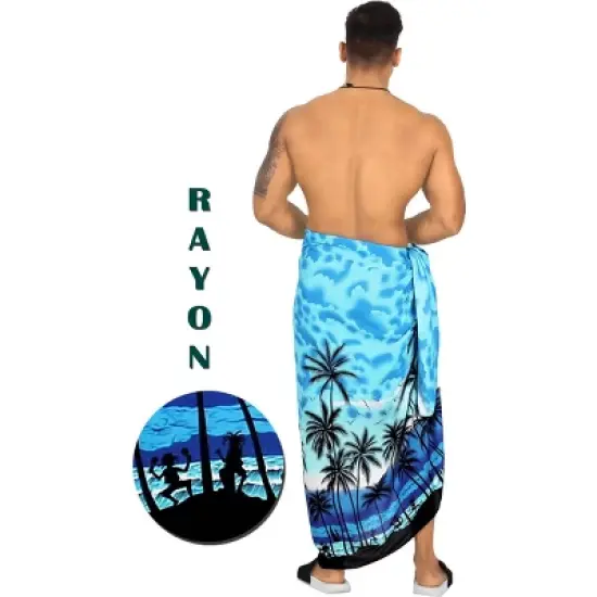 LA LEELA Men's Sarong Bath Hawaiian Pareo Wrap One Size Dodger Beach image {3}