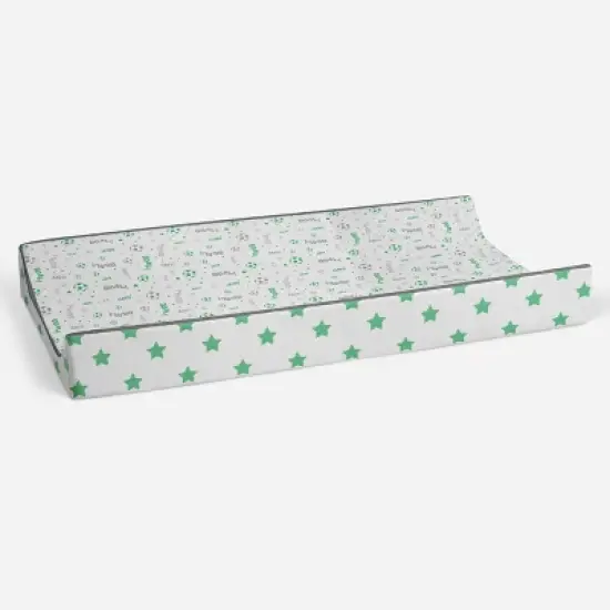 Bacati - Soccerball Green/Gray Muslin Changing Pad Cover image {2}
