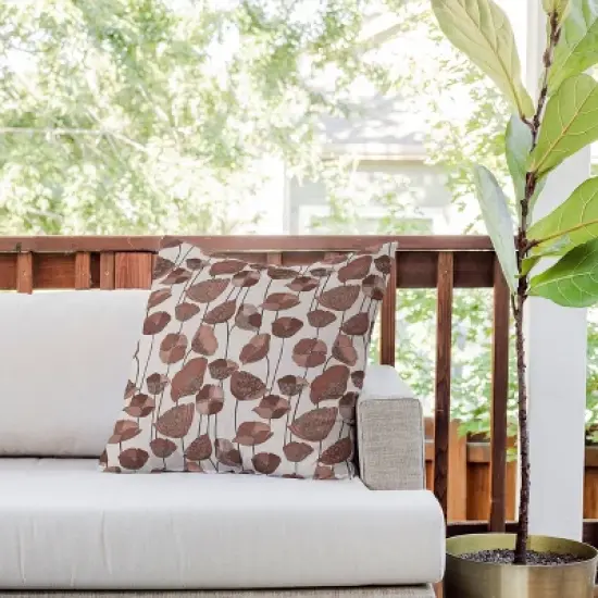 20"x20" Deny Designs Valentina Ramos Poppies Mocha Mousse Square Outdoor Throw Pillow Brown image {2}