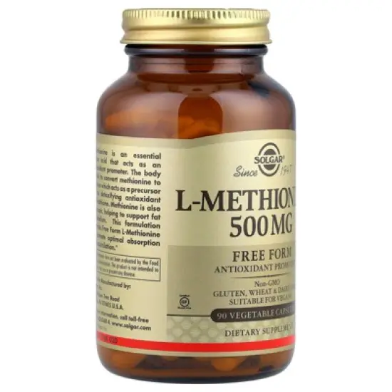 Solgar L-Methionine, 500 mg, 90 Vegetable Capsules image {3}