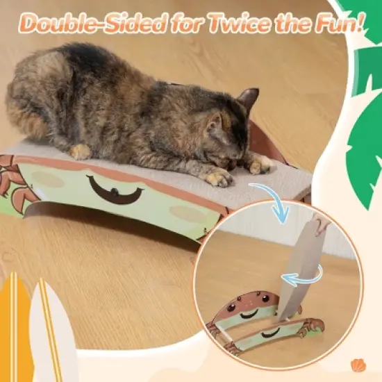 Sandinrayli Crab-Shape Cat Scratcher, Corrugated Cardboard Cat Scratch Bed Lounge, Durable 2-Side Curved Cat Scratching Pad image {6}