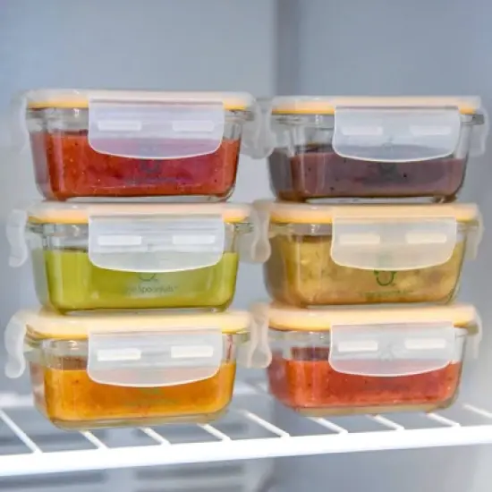 Sage Spoonfuls 6pk Durable Leakproof Glass Baby Food Storage Containers - Clear - 4oz image {4}