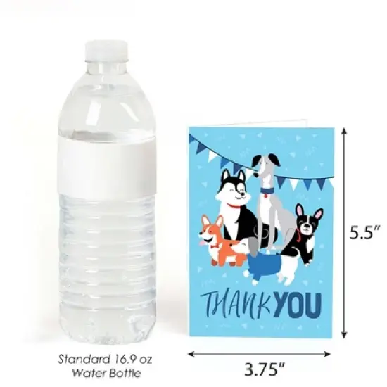 Big Dot of Happiness Pawty Like a Puppy - Dog Baby Shower or Birthday Party Thank You Cards (8 count) image {2}