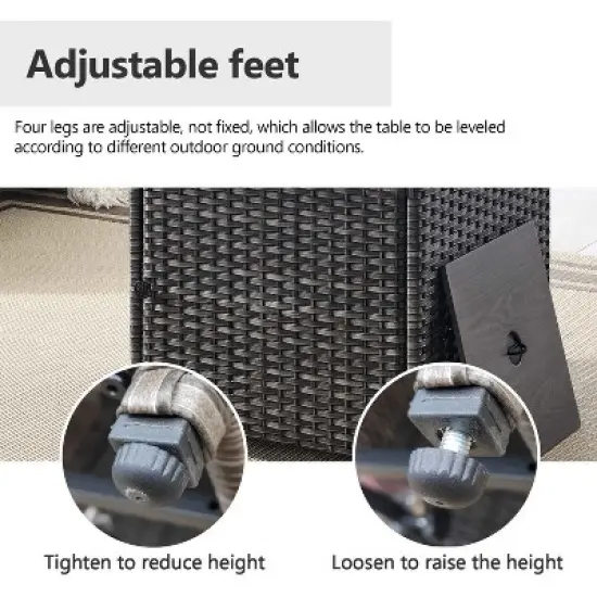 4PCS Patio Furniture Set with Fire Pit Table, Weather-Resistant Wicker Patio Fire Pit Set with Sofa, Swivel Patio Chair and 50000BTU Propane Fire Pit image {6}