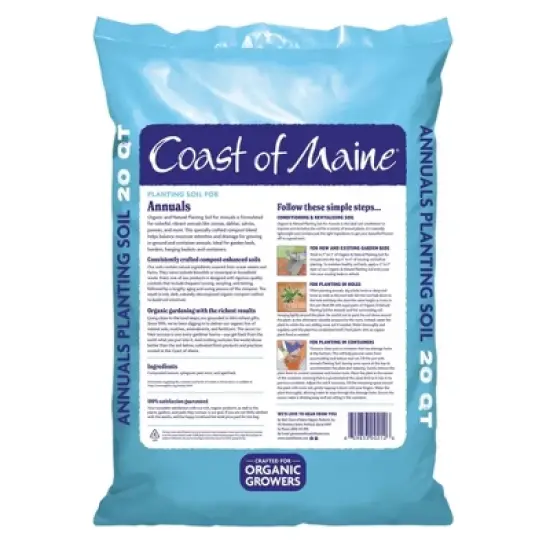 Coast of Maine Organic & Natural Planting Soil for Annuals, Crafted for Flowering and Foliage Annuals, 20qt image {2}