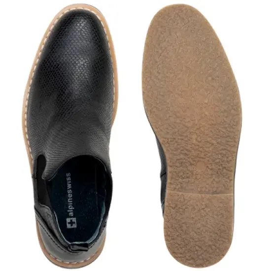 Alpine Swiss Mens Nash Chelsea Boots Snakeskin Ankle Boot Genuine Leather Lined image {2}