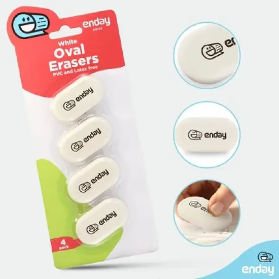Enday Oval Eraser White, 4 Pack image {2}