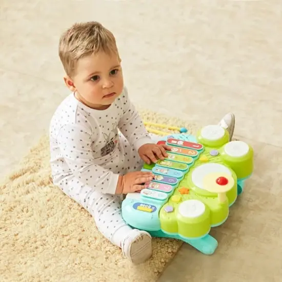 Costway 3 in 1 Musical Instruments Electronic Piano Xylophone Drum Set Learning Toys image {2}