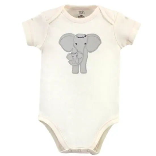 Touched by Nature Baby Girl Organic Cotton Bodysuits 5pk, Girl Elephant image {5}