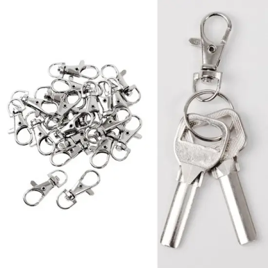 Unique Bargains Key Ring Chain Metal Lobster Swivel Clasp Silver Tone 1.4" x 0.6" x 0.28" 20Pcs image {4}