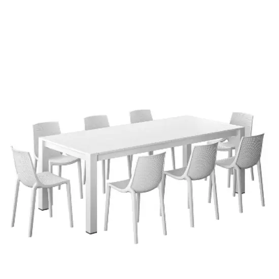 Amazonia Leblon 9pc Aluminum Rectangular Patio Dining Set White image {10}