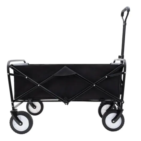 DOMETOUR Collapsible Foldable Wagon Cart with Straps, All-Terrain Wheels, 360lbs Capacity for Camping, Shopping, Sports, Gardening, Fishing, Black image {3}