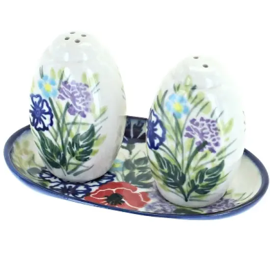 Blue Rose Polish Pottery 2D WR Unikat Salt & Pepper Shakers image {6}