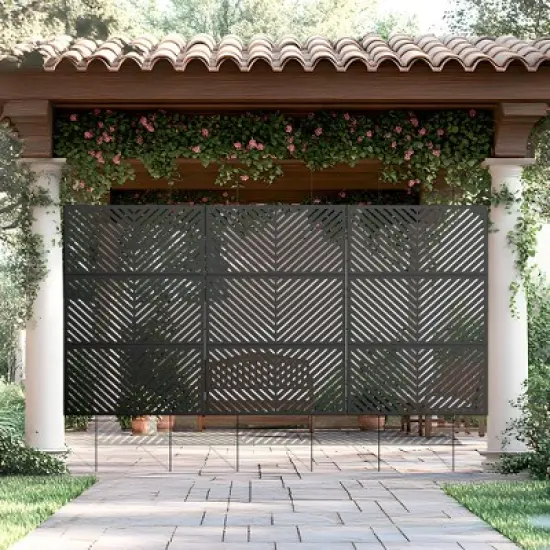 PexFix 72 in. x 47 in. Outdoor Metal Privacy Screen in Arrows Pattern in Black image {4}