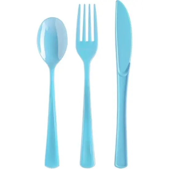 Exquisite Solid Color Plastic Utensil Cutlery Set Forks Spoons Knives- 150 Pack image {24}