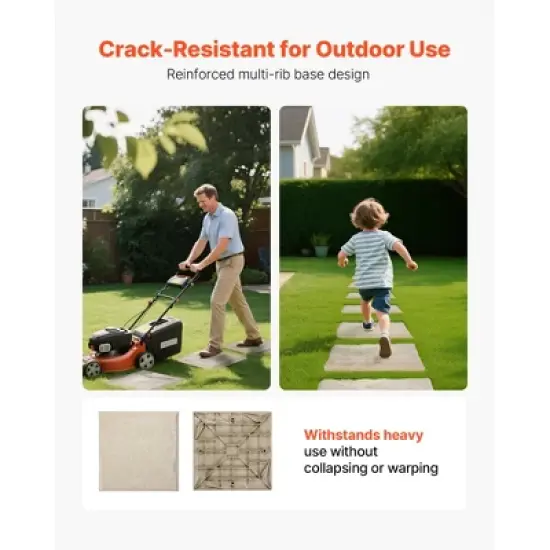 VEVOR Garden Stepping Stones, 4Pcs 15.5 x 15.5 in, Decorative Stepping Stones with Stakes, Weather-Resistant Plastic Pathway Pavers, Beige image {2}