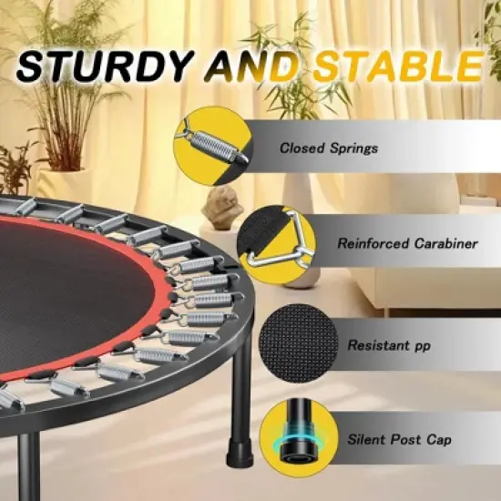 Jump Into Fun 40inch Foldable Mini Trampoline Comes with N-shaped handle three adjustable levels For Indoor and Outdoor Use image {6}