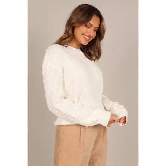Petal and Pup Womens Katrina Textured Sleeve Crewneck Knit Sweater image {6}