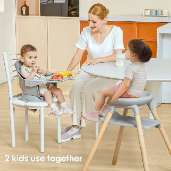 BabyBond Convertible Wooden Baby High Chair - 11 in 1 Design for High Chair, Booster Seat, Toddler Chair - Double Tray, 5-point Harness image {3}