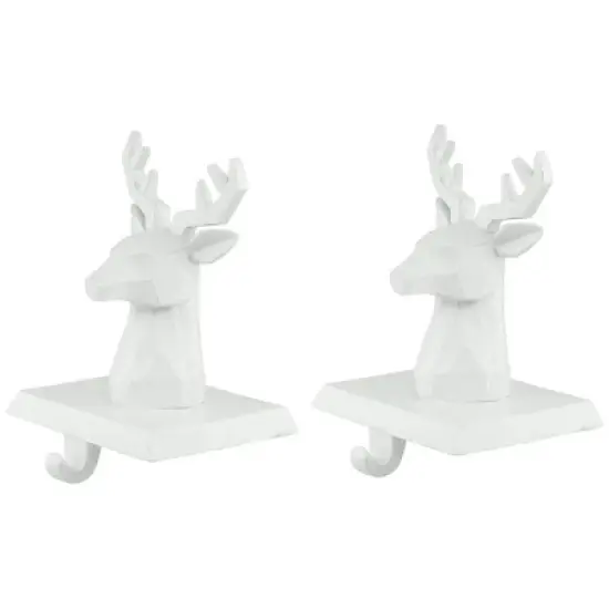 Northlight Set of 2 White Reindeer Head Christmas Stocking Holders 5.75" image {3}