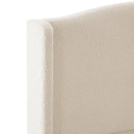 Twin/Queen/King Size Platform Bed Frame with Upholstered Headboard, Teddy Velvet, Ivory White - ModernLuxe image {10}