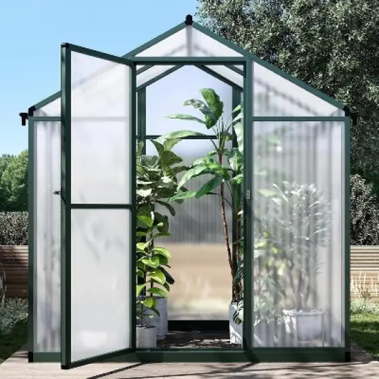Sturdy Greenhouse, 6.25'x8' Shatterproof Polycarbonate with Large 24"x23" Roof Vent, Easy Setup image {2}