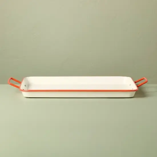 Powder-Coated Metal Rectangular Serving Tray Cream/Orange - Hearth & Hand&trade; with Magnolia image {2}