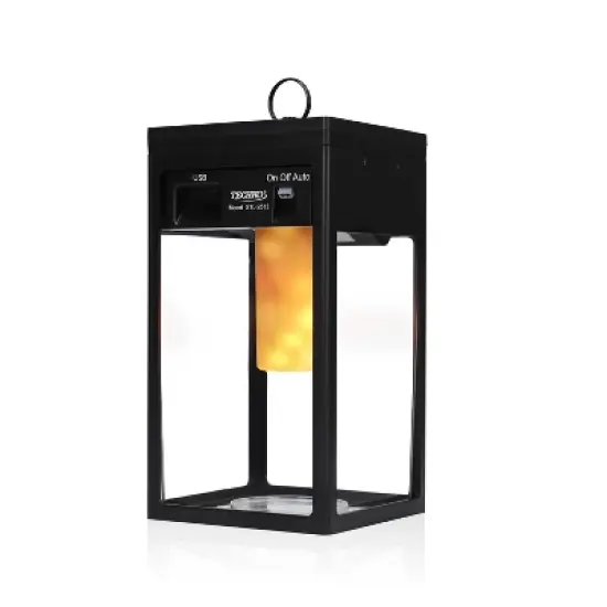 Techko Maid Solar Portable Outdoor Lantern with Flame Effect Matte Black image {10}