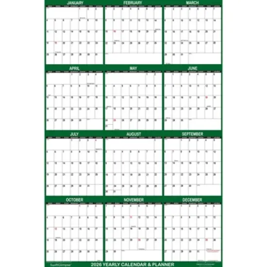 SwiftGlimpse 24"x36" 2026 Wall Calendar Green image {3}