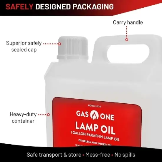 GasOne 1 Gallon Liquid Paraffin Lamp Oil &ndash; Multifunctional Lamp Oil Smokeless Odorless Indoor Ideal for Lamps, Lanterns, Tiki Torch &ndash; Safe Packaging image {1}