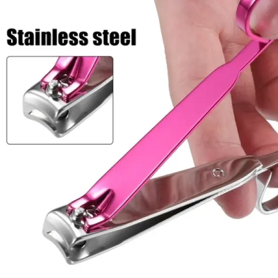 Unique Bargains 2 Pcs Nail Cutter Set Professional Nail Clipper Kit for Travel or Home Pink Stainless Steel image {2}