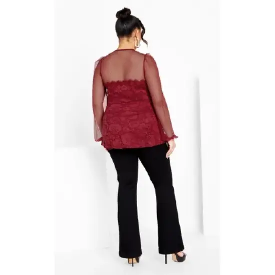 Women's Plus Size Lace Party Top - ruby | CITY CHIC image {3}