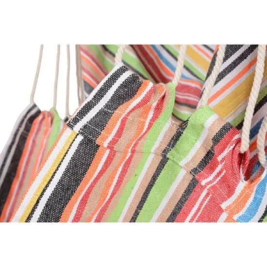 Boho Breeze Swinging Bungalow Hammock Chair - Coral Stripe - Blue Wave image {3}