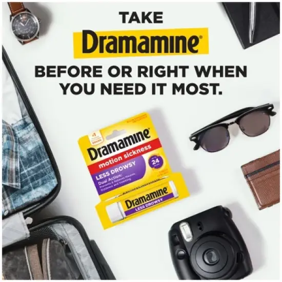 Dramamine All Day Less Drowsy Motion Sickness Relief Tablets for Nausea, Dizziness & Vomiting - 8ct image {3}