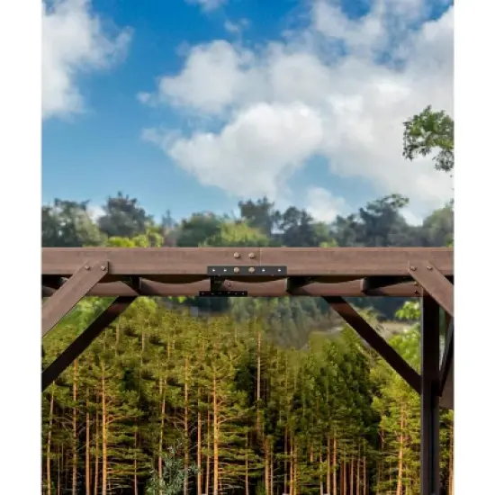 12x14 FT Wood Pergola with Retractable Shade Canopy, Wood Gazebo, Solid Structure, Durable Outdoor Pergola for Patio, Backyard, Deck, Garden image {4}