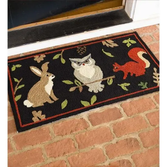 Plow & Hearth - Indoor / Outdoor Hooked Woodland Rug image {1}