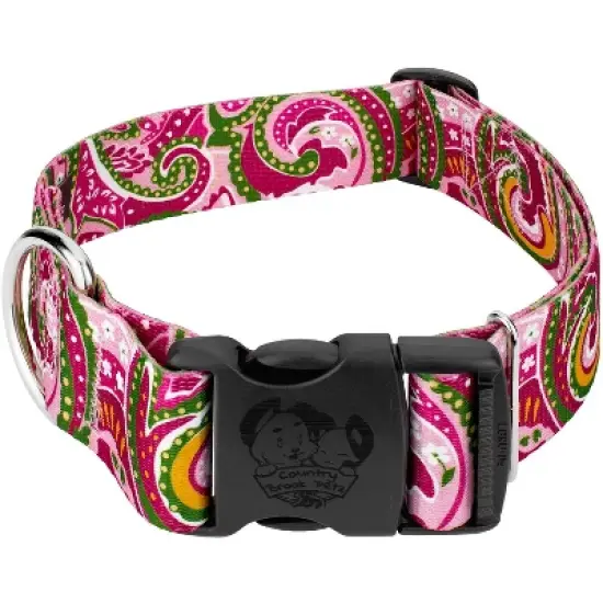 Country Brook Petz 1 1/2 Inch Deluxe Pink Paisley Dog Collar image {6}