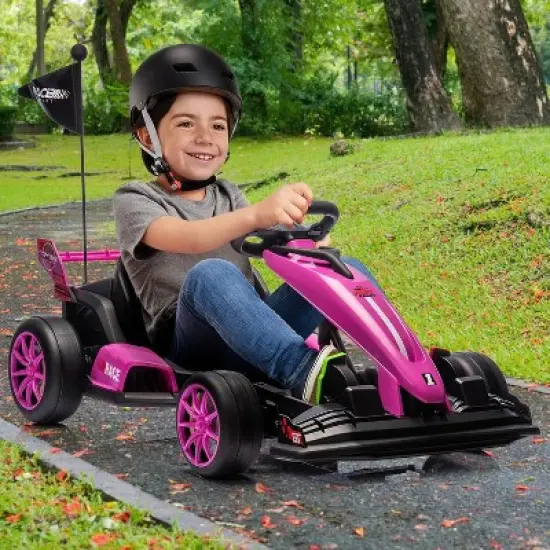 Ride On Go Kart for Kids, 24V 7Ah Battery Two 200W Motors, 8MPH Fast Drifting Circling Car, Adjustable Seat Electric Ride Toy, for Kids 6+ image {9}