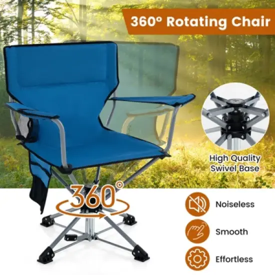 Tangkula 360&deg; Swivel Hunting Seat Folding Swivel Blind Chair w/ Cup Holder & Storage Pocket Storage Bag Non-slip Foot Pads Outdoor Hunting Chair image {6}