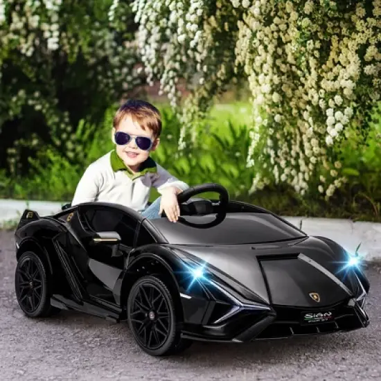Aosom Lamborghini Licensed Kids Ride On Car, 12V Battery Powered Electric Sports Car Toy with Remote Control, Horn, Music, & Headlights image {2}