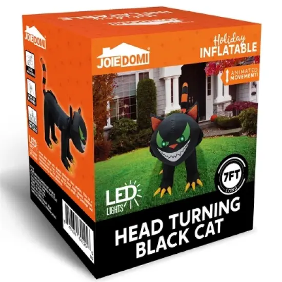 Joyfy 7 FT Halloween Inflatable Outdoor Decoration, Inflatable Black Cat with Moving Head for Halloween Party Indoor Outdoor Yard Garden Lawn Decor image {6}