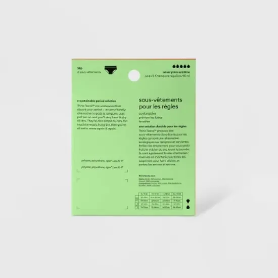 Thinx Teen's 3pc Classic Combo Briefs Period Underwear - Black/Blue/Gray image {11}