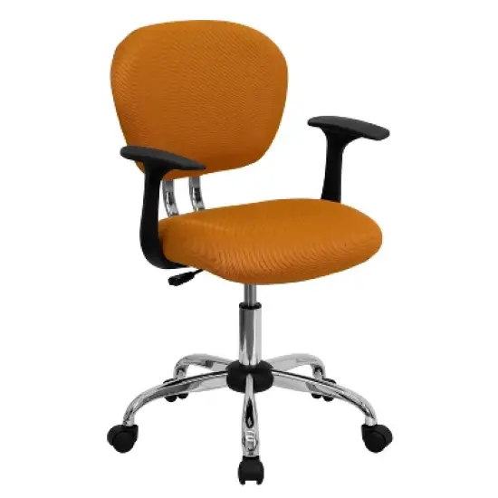 Emma and Oliver Mid-Back Mesh Padded Swivel Task Office Chair with Chrome Base and Arms image {9}